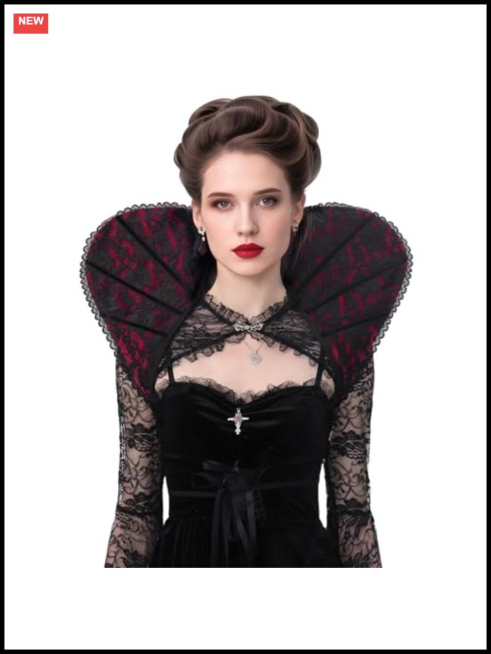 Victorian Stand Up Collar Velvet Gothic Queen Feather Neck Collar Costume
